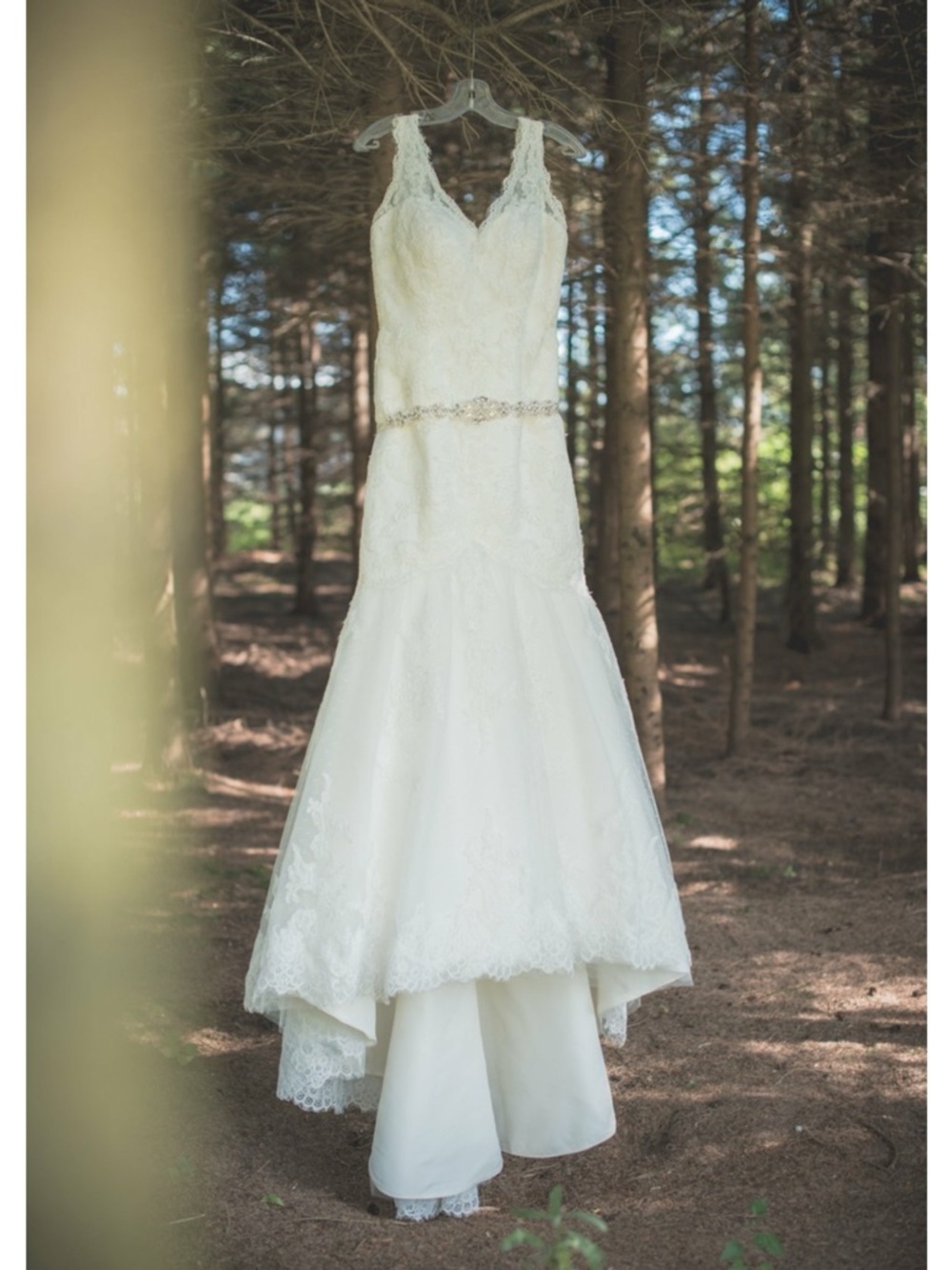 Embroidery Lace V-Neck Fit & Flare Wedding Gown in Ivory